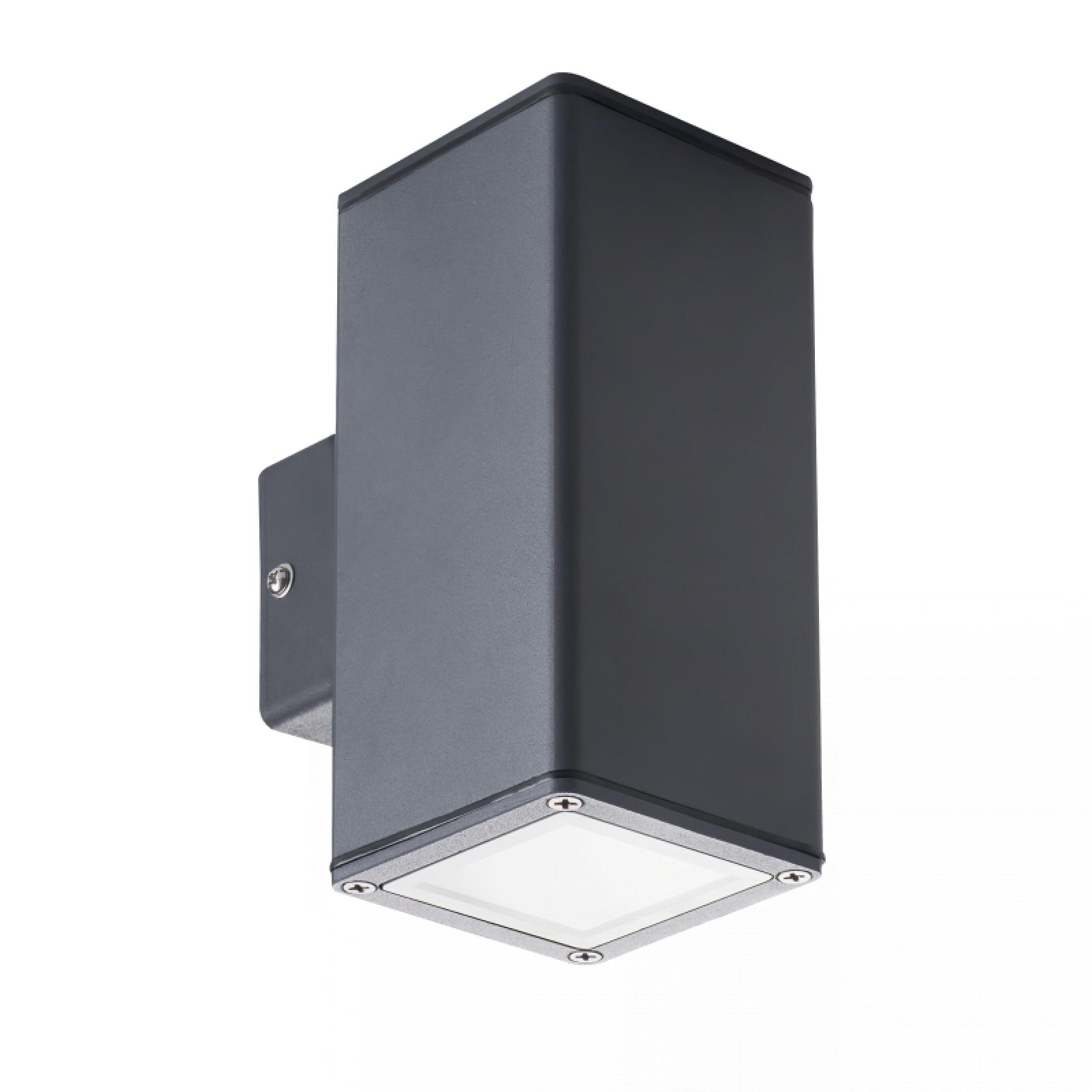  LED Wandleuchte anthrazit eckig quadratisch Glas 2-flammig Schrauben & Dübeln IP44 1,2W LED Lichtfarbe warmweiß GU10 230V